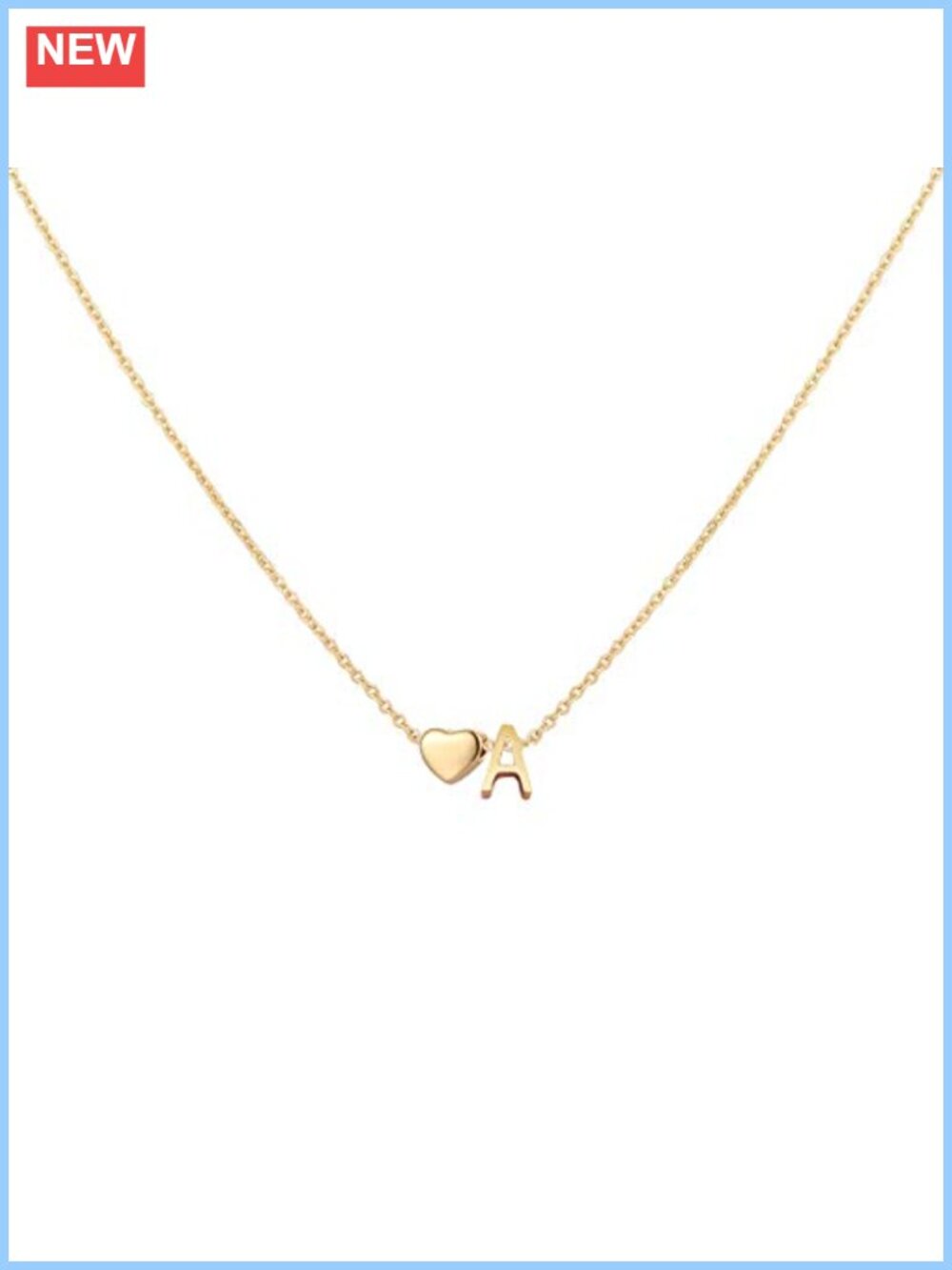 18K Gold Plated Initial Heart Necklace Stainless Steel Pendant